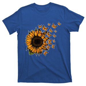 Beautiful Sunflower And Flying Butterflies Gift T-Shirt