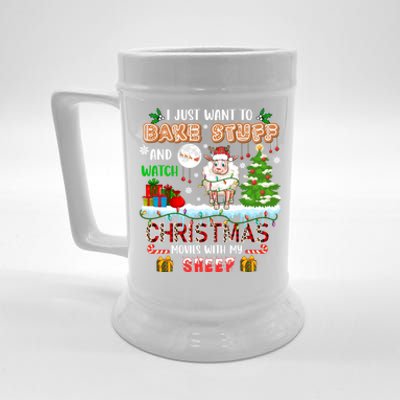 Bake Stuff And Watch Xmas Movies With My Sheep Santa Farmer Gift Beer Stein