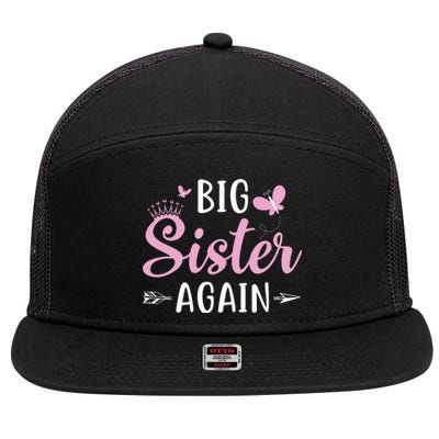 Big Sister Again Sibling Older Daughter Arrow Butterflies 7 Panel Mesh Trucker Snapback Hat