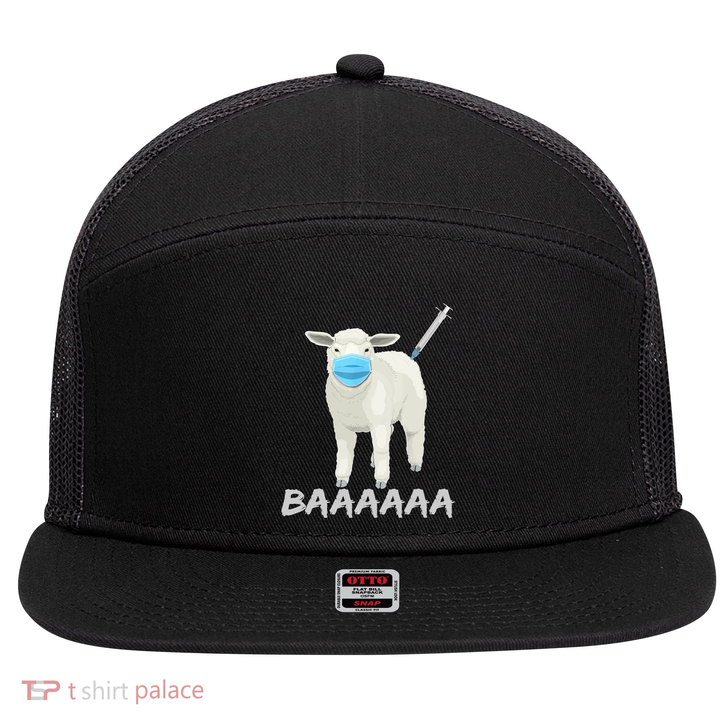 Baaaa Sheeple Anti Mask & Vaccine 7 Panel Mesh Trucker Snapback Hat