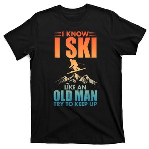 Best Ski Art For Grandpa Skiing Nordic Skier Skiing Gift T-Shirt