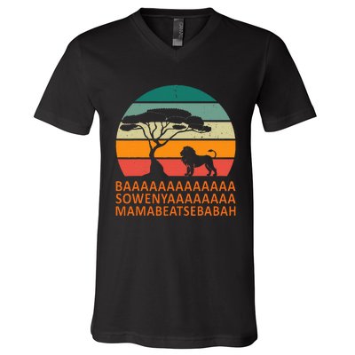 Baaa Sowenyaaa African King Lion African Savana Lion V-Neck T-Shirt