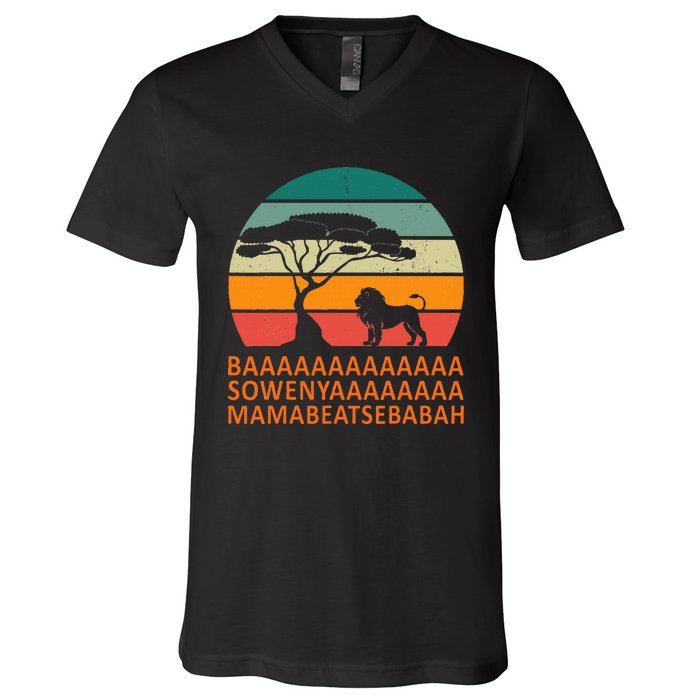 Baaa Sowenyaaa African King Lion African Savana Lion V-Neck T-Shirt