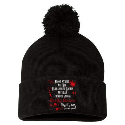 Blood Stains Are Redblood Or Murder Show And Secret Pom Pom 12in Knit Beanie