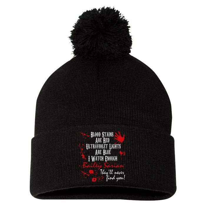 Blood Stains Are Redblood Or Murder Show And Secret Pom Pom 12in Knit Beanie