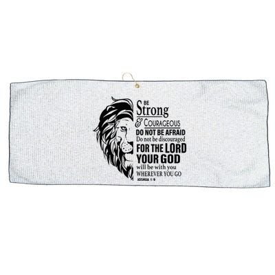 Be Strong and Courageous Christian Joshua 19 Jesus God Cross Large Microfiber Waffle Golf Towel