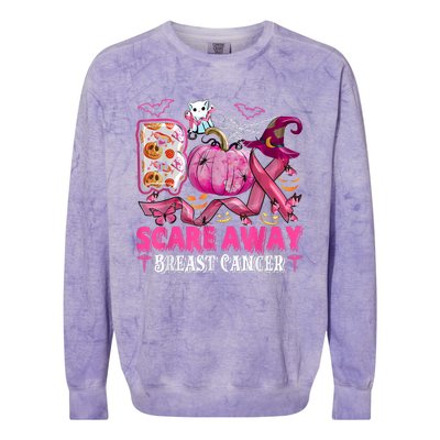 Boo Scare Away Breast Cancer Pink Ribbon Spider Halloween Colorblast Crewneck Sweatshirt