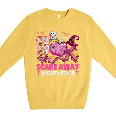 Boo Scare Away Breast Cancer Pink Ribbon Spider Halloween Premium Crewneck Sweatshirt