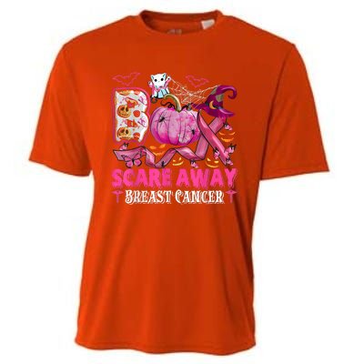 Boo Scare Away Breast Cancer Pink Ribbon Spider Halloween Cooling Performance Crew T-Shirt