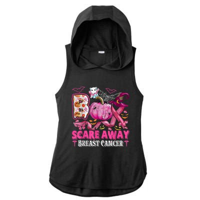 Boo Scare Away Breast Cancer Pink Ribbon Spider Halloween Ladies PosiCharge Tri-Blend Wicking Draft Hoodie Tank