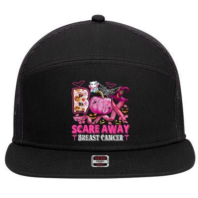 Boo Scare Away Breast Cancer Pink Ribbon Spider Halloween 7 Panel Mesh Trucker Snapback Hat