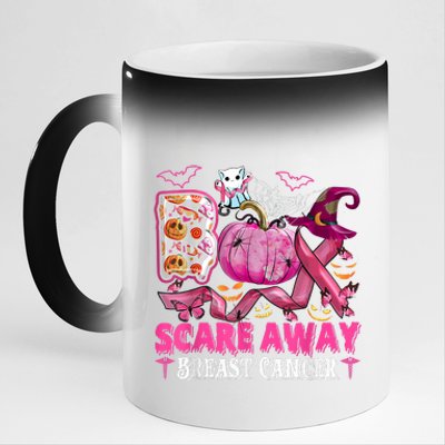 Boo Scare Away Breast Cancer Pink Ribbon Spider Halloween 11oz Black Color Changing Mug