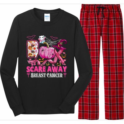 Boo Scare Away Breast Cancer Pink Ribbon Spider Halloween Long Sleeve Pajama Set