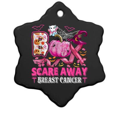 Boo Scare Away Breast Cancer Pink Ribbon Spider Halloween Ceramic Star Ornament