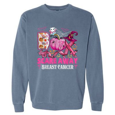 Boo Scare Away Breast Cancer Pink Ribbon Spider Halloween Garment-Dyed Sweatshirt