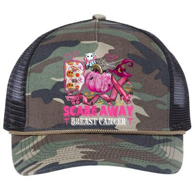 Boo Scare Away Breast Cancer Pink Ribbon Spider Halloween Retro Rope Trucker Hat Cap