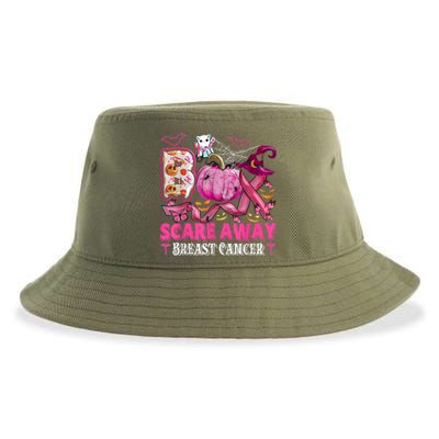 Boo Scare Away Breast Cancer Pink Ribbon Spider Halloween Sustainable Bucket Hat