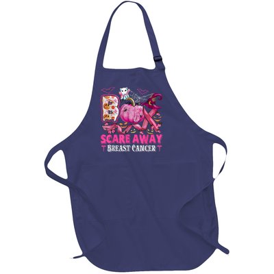 Boo Scare Away Breast Cancer Pink Ribbon Spider Halloween Full-Length Apron With Pockets