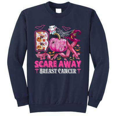 Boo Scare Away Breast Cancer Pink Ribbon Spider Halloween Sweatshirt