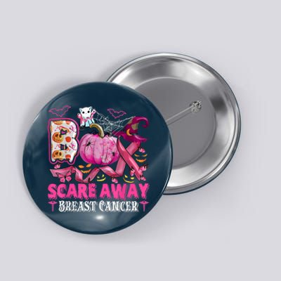 Boo Scare Away Breast Cancer Pink Ribbon Spider Halloween Button