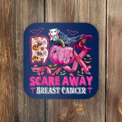 Boo Scare Away Breast Cancer Pink Ribbon Spider Halloween Coaster