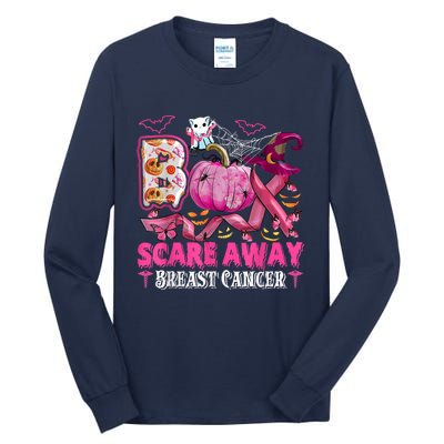 Boo Scare Away Breast Cancer Pink Ribbon Spider Halloween Tall Long Sleeve T-Shirt