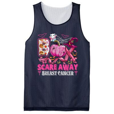 Boo Scare Away Breast Cancer Pink Ribbon Spider Halloween Mesh Reversible Basketball Jersey Tank