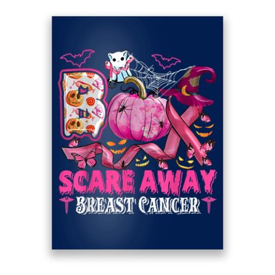 Boo Scare Away Breast Cancer Pink Ribbon Spider Halloween Poster