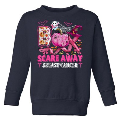 Boo Scare Away Breast Cancer Pink Ribbon Spider Halloween Toddler Sweatshirt