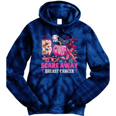 Boo Scare Away Breast Cancer Pink Ribbon Spider Halloween Tie Dye Hoodie