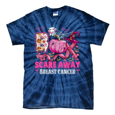 Boo Scare Away Breast Cancer Pink Ribbon Spider Halloween Tie-Dye T-Shirt