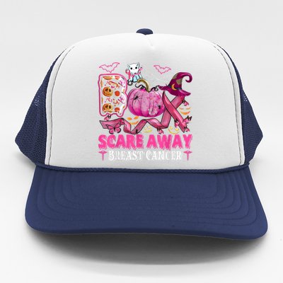 Boo Scare Away Breast Cancer Pink Ribbon Spider Halloween Trucker Hat