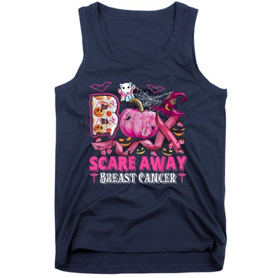 Boo Scare Away Breast Cancer Pink Ribbon Spider Halloween Tank Top