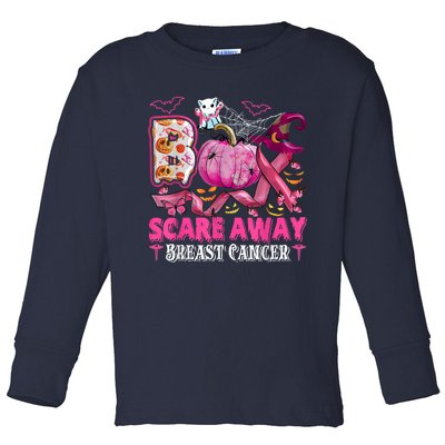 Boo Scare Away Breast Cancer Pink Ribbon Spider Halloween Toddler Long Sleeve Shirt