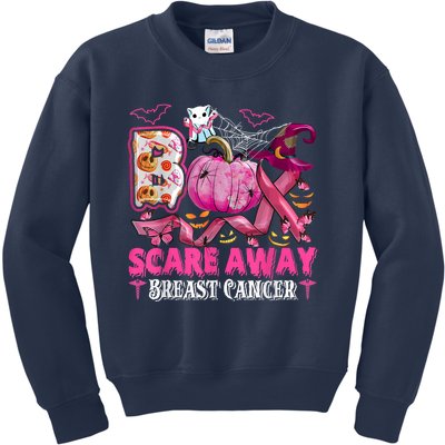 Boo Scare Away Breast Cancer Pink Ribbon Spider Halloween Kids Sweatshirt