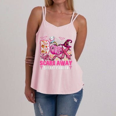 Boo Scare Away Breast Cancer Pink Ribbon Spider Halloween Women's Strappy Tank