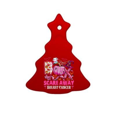 Boo Scare Away Breast Cancer Pink Ribbon Spider Halloween Ceramic Tree Ornament