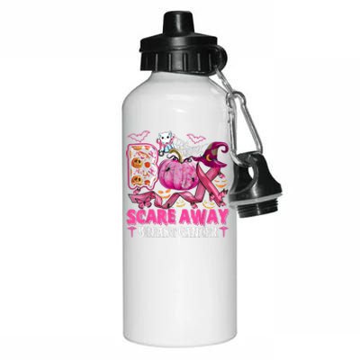 Boo Scare Away Breast Cancer Pink Ribbon Spider Halloween Aluminum Water Bottle