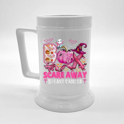 Boo Scare Away Breast Cancer Pink Ribbon Spider Halloween Beer Stein