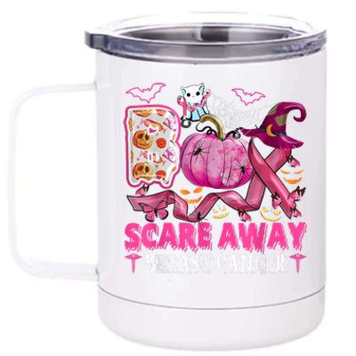 Boo Scare Away Breast Cancer Pink Ribbon Spider Halloween 12 oz Stainless Steel Tumbler Cup