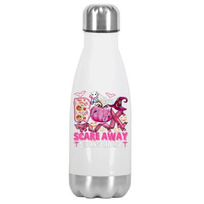 Boo Scare Away Breast Cancer Pink Ribbon Spider Halloween Stainless Steel Insulated Water Bottle