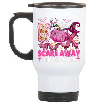 Boo Scare Away Breast Cancer Pink Ribbon Spider Halloween Stainless Steel Travel Mug