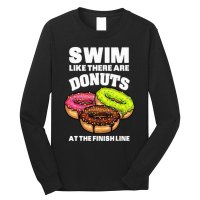Best Swimming Art For Swimmer Donut Lover Swimming Long Sleeve Shirt