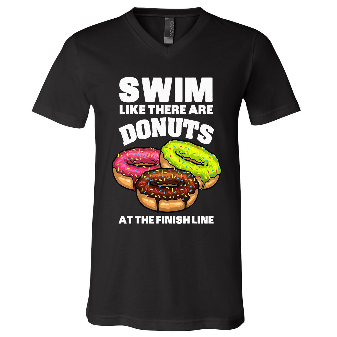 Best Swimming Art For Swimmer Donut Lover Swimming V-Neck T-Shirt