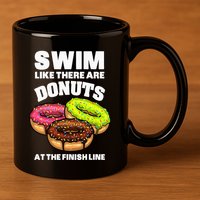 Best Swimming Art For Swimmer Donut Lover Swimming 11oz C Handle Ceramic Mug