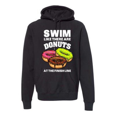 Best Swimming Art For Swimmer Donut Lover Swimming Premium Hoodie