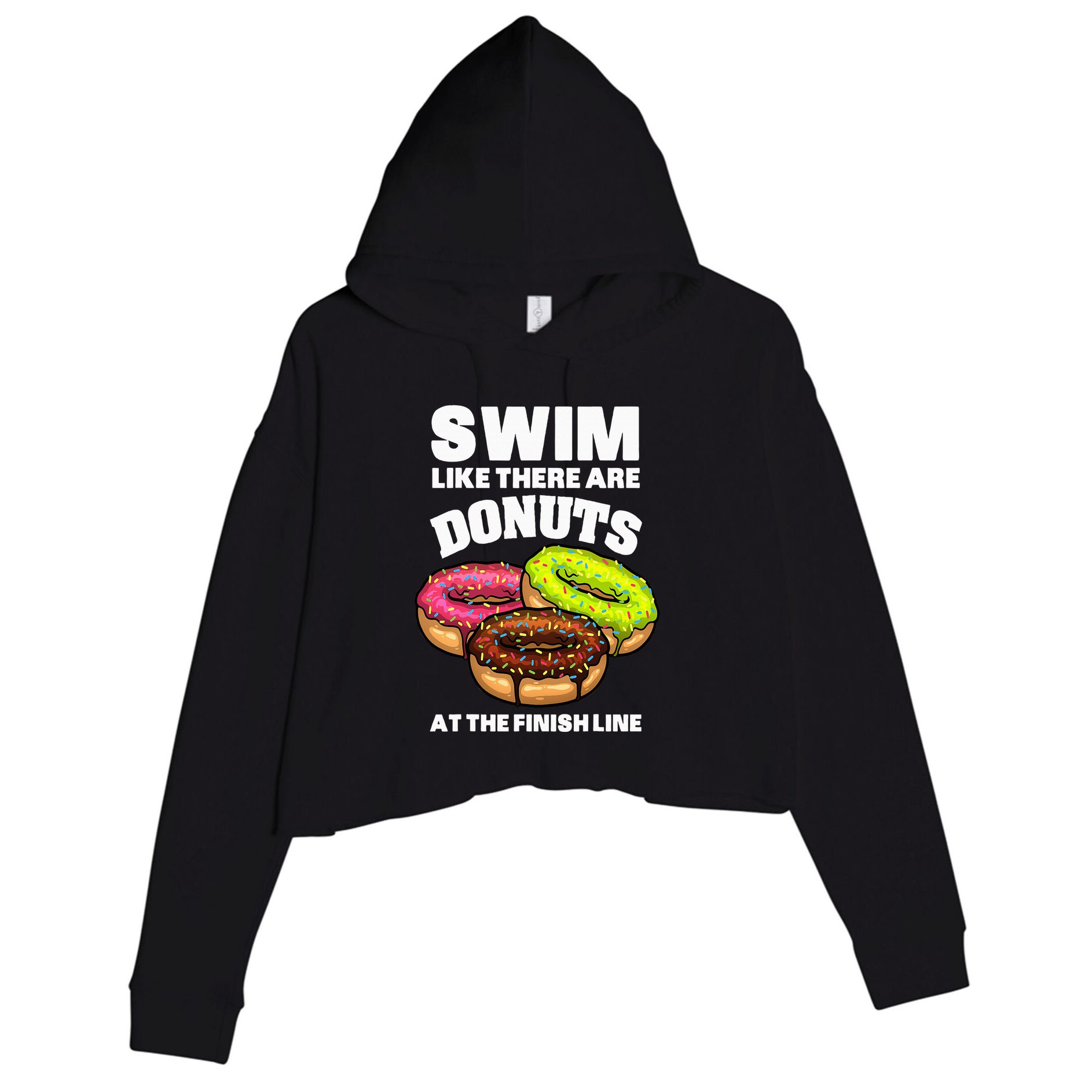 Best Swimming Art For Swimmer Donut Lover Swimming Crop Fleece Hoodie