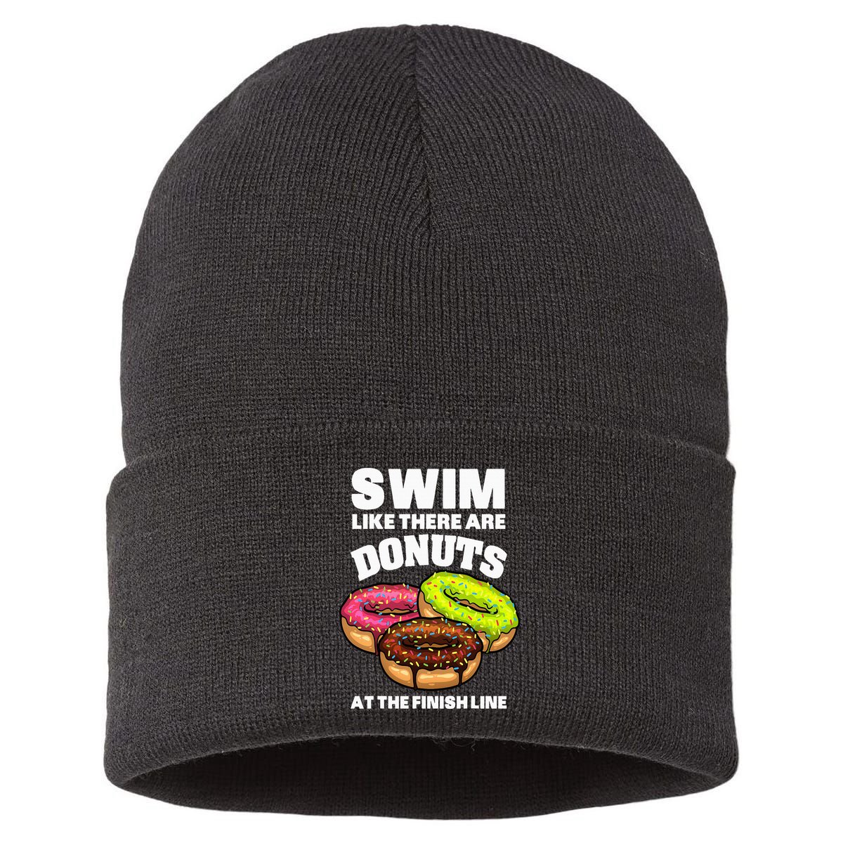 Best Swimming Art For Swimmer Donut Lover Swimming Sustainable Knit Beanie