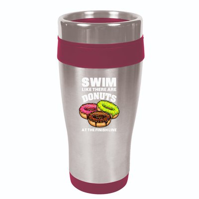 Best Swimming Art For Swimmer Donut Lover Swimming 16oz Travel Tumbler