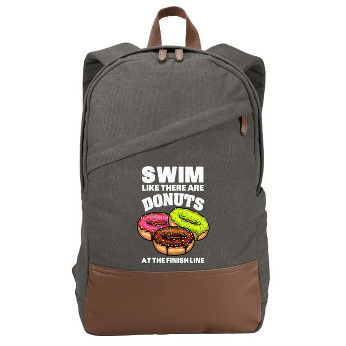 Best Swimming Art For Swimmer Donut Lover Swimming Cotton Canvas Backpack
